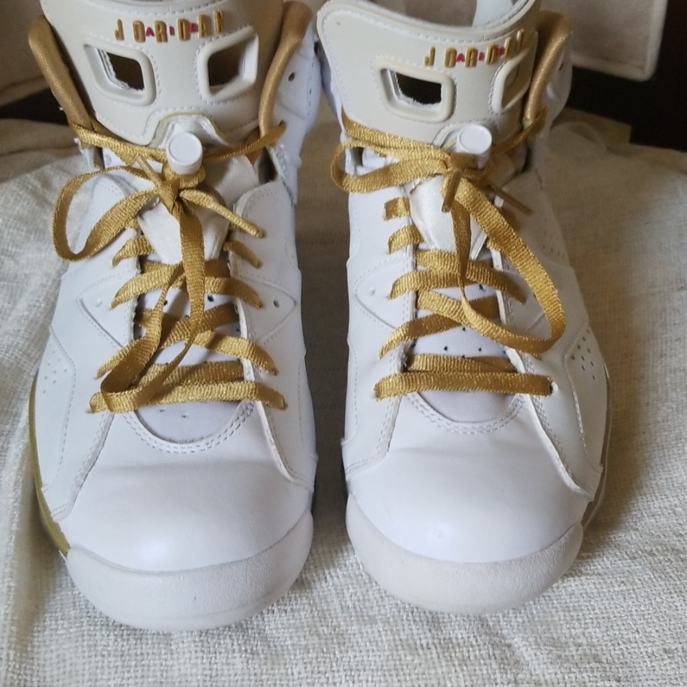 Jordan White and Gold air Jordans